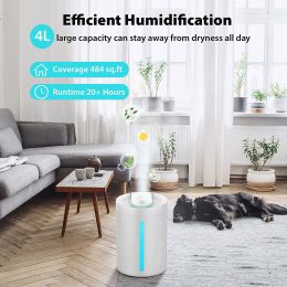 Humidifiers, Top Fill Cool Mist Humidifier for Bedroom Large Room Baby Home, Quiet Ultrasonic, Essential Oil Diffuser, UHM-JS02 4L, white