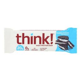 Think Products thinkThin High Protein Bar - Cookies and Creme - 2.1 oz - Case of 10