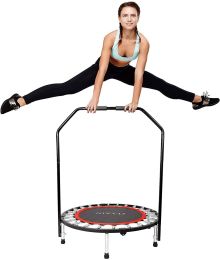 40" Foldable Mini Trampoline, Fitness Rebounder with Foam Handle, Exercise Trampoline for Kids Adults Indoor/Garden Workout