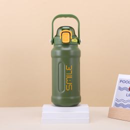 The new 316 stainless steel insulated cup is fashionable; portable and large capacity student sports water bottle; outdoor male climbing pot (colour: Matcha green)