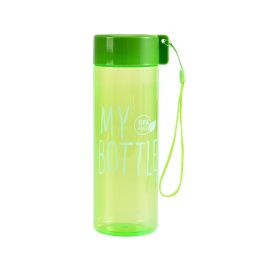 Sling rope Color MY BOTTLE with cup cover Transparent portable juice cup Gift cup advertisement (colour: PS sling green)