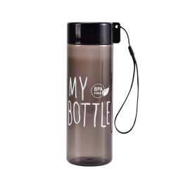 Sling rope Color MY BOTTLE with cup cover Transparent portable juice cup Gift cup advertisement (colour: PS sling black)