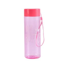 Sling rope Color MY BOTTLE with cup cover Transparent portable juice cup Gift cup advertisement (colour: PS sling pink)