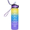 Outdoor gradient tritan large capacity plastic straw sports water cup portable fitness water bottle space cup wholesale