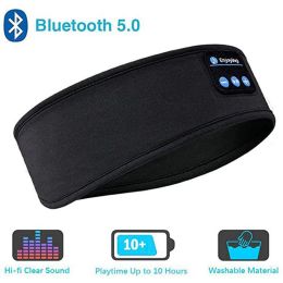 Fone Bluetooth Earphones Sports Sleeping Headband Elastic Wireless Headphones Music Eye Mask Wireless Bluetooth Headset Headband (Color: Black Headband)