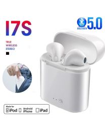 i7s tws Wireless Headphones Bluetooth 5.0 Earphones sport Earbuds Headset With Mic Charging box Headphones For all smartphones (Color: White)