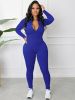 Women's New Pit-Striped Zipper Sports Jumpsuit