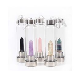 Pure Essence Natural Stone Infused Water In Glass Bottle (Crystal Colors: Fluorite)